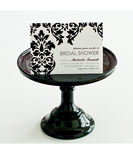 Chic Vintage Damask Bridal Shower Printable Invitation - Black and White